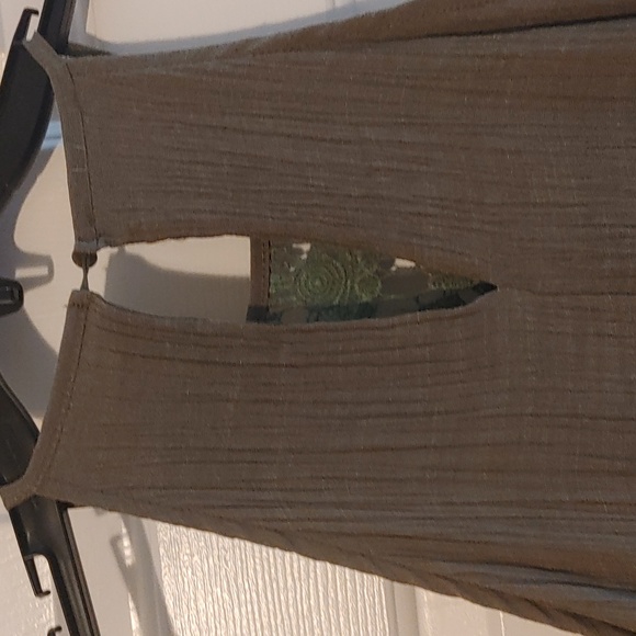 Elegant Olive Green Tank Maxi Dress Women's Large Boho-Chic Crochet Neckline - Picture 5 of 9